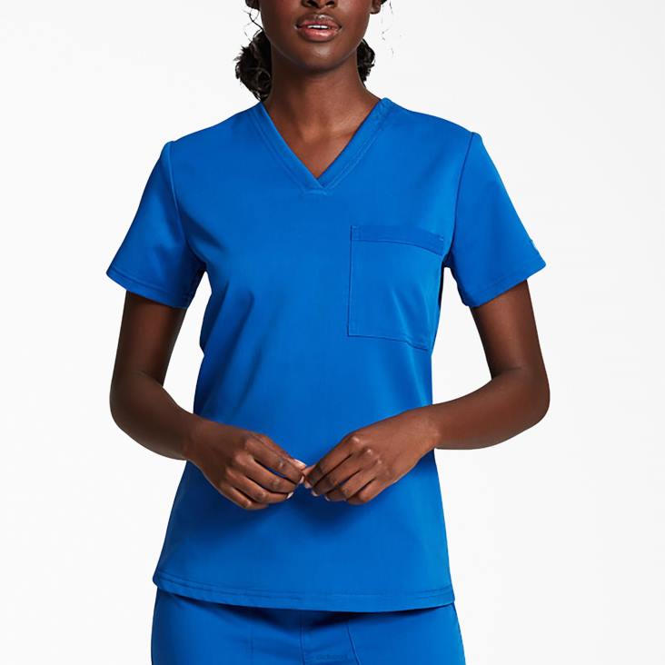 vrouwen Dickies balance top met v-hals op de borstzak koningsblauw (rb) kleding 6F0X2601