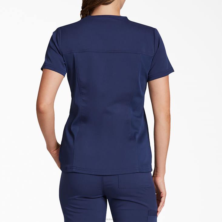 vrouwen Dickies balance top met v-hals op de borstzak marineblauw (nvy) kleding 6F0X2599