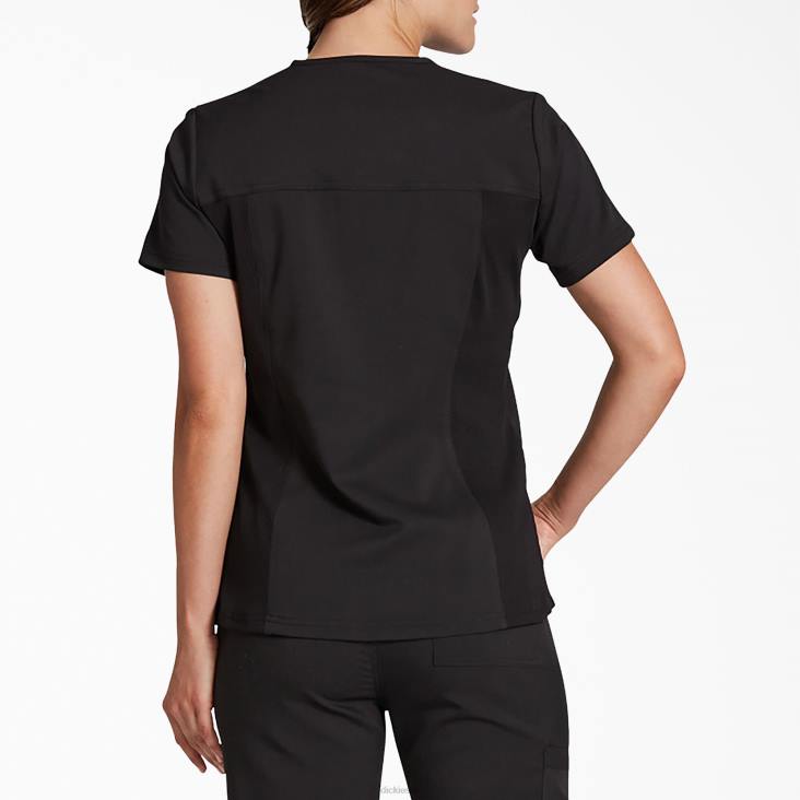 vrouwen Dickies balance top met v-hals op de borstzak zwart (zwart) kleding 6F0X2597