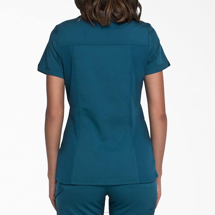vrouwen Dickies balans mock wrap scrub top caribisch blauw (crb) kleding 6F0X2538