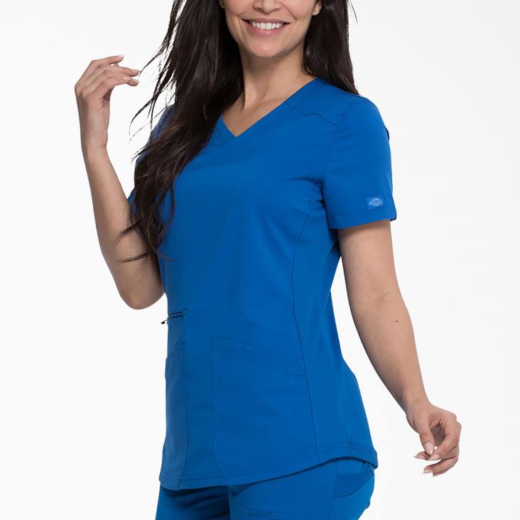 vrouwen Dickies balans mock wrap scrub top koningsblauw (rb) kleding 6F0X2542
