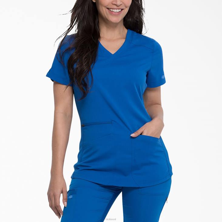 vrouwen Dickies balans mock wrap scrub top koningsblauw (rb) kleding 6F0X2542