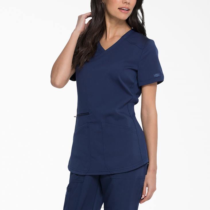 vrouwen Dickies balans mock wrap scrub top marineblauw (nvy) kleding 6F0X2540