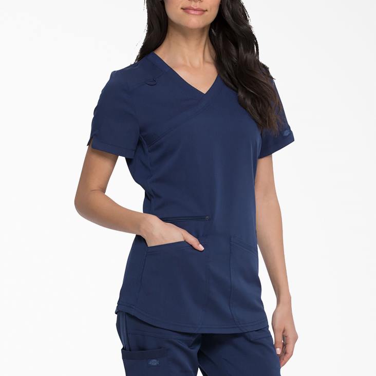 vrouwen Dickies balans mock wrap scrub top marineblauw (nvy) kleding 6F0X2540