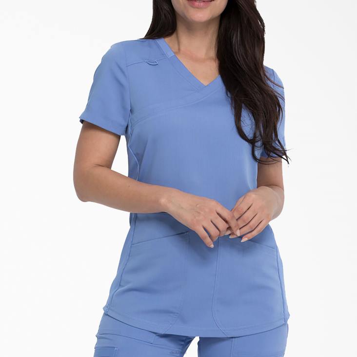 vrouwen Dickies balans mock wrap scrub top plafond blauw (cbl) kleding 6F0X2537
