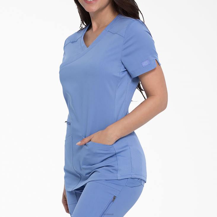 vrouwen Dickies balans mock wrap scrub top plafond blauw (cbl) kleding 6F0X2537
