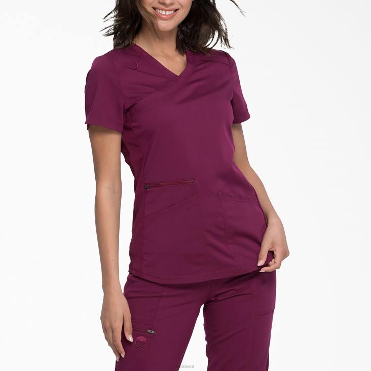 vrouwen Dickies balans mock wrap scrub top wijn (winnen) kleding 6F0X2543