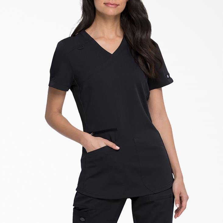 vrouwen Dickies balans mock wrap scrub top zwart (zwart) kleding 6F0X2536