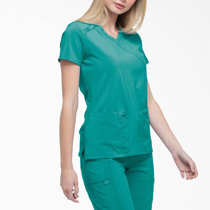 vrouwen Dickies eds essentials mock wrap scrub top groenblauw (dtl) kleding 6F0X2636
