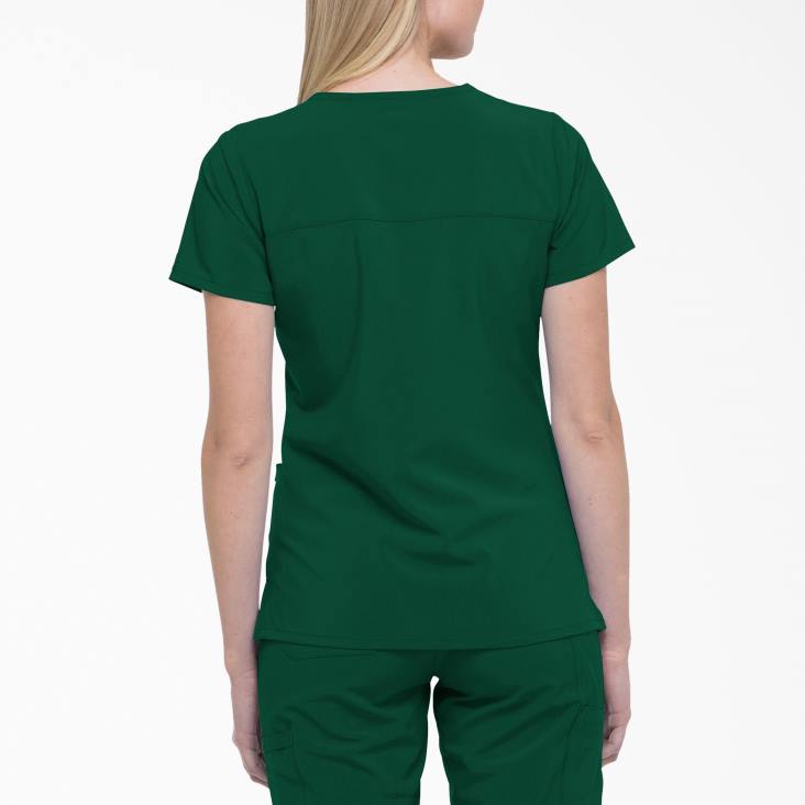 vrouwen Dickies eds essentials mock wrap scrub top jager groen (htr) kleding 6F0X2639