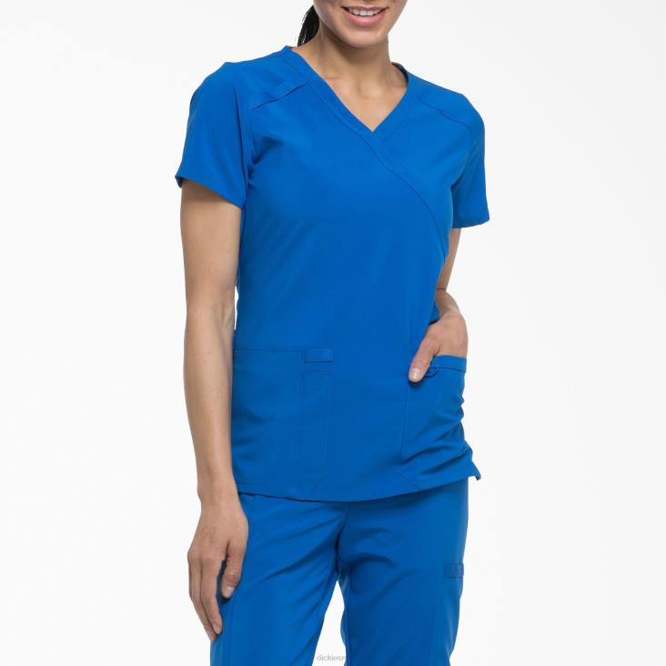 vrouwen Dickies eds essentials mock wrap scrub top koningsblauw (rb) kleding 6F0X2642