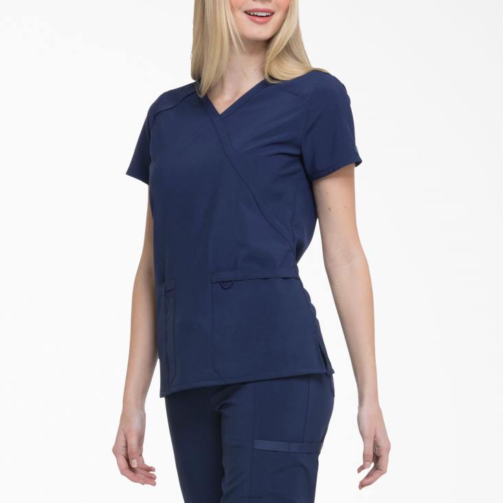 vrouwen Dickies eds essentials mock wrap scrub top marineblauw (nyps) kleding 6F0X2640