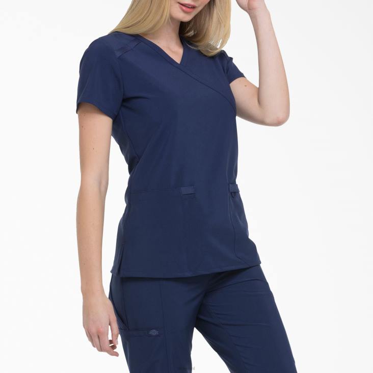 vrouwen Dickies eds essentials mock wrap scrub top marineblauw (nyps) kleding 6F0X2640