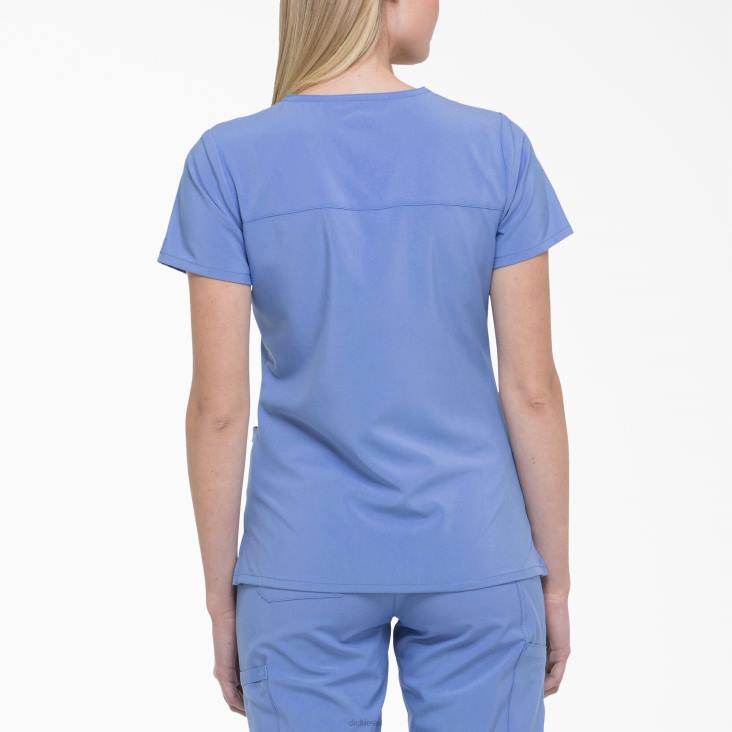vrouwen Dickies eds essentials mock wrap scrub top plafond blauw (cbl) kleding 6F0X2634