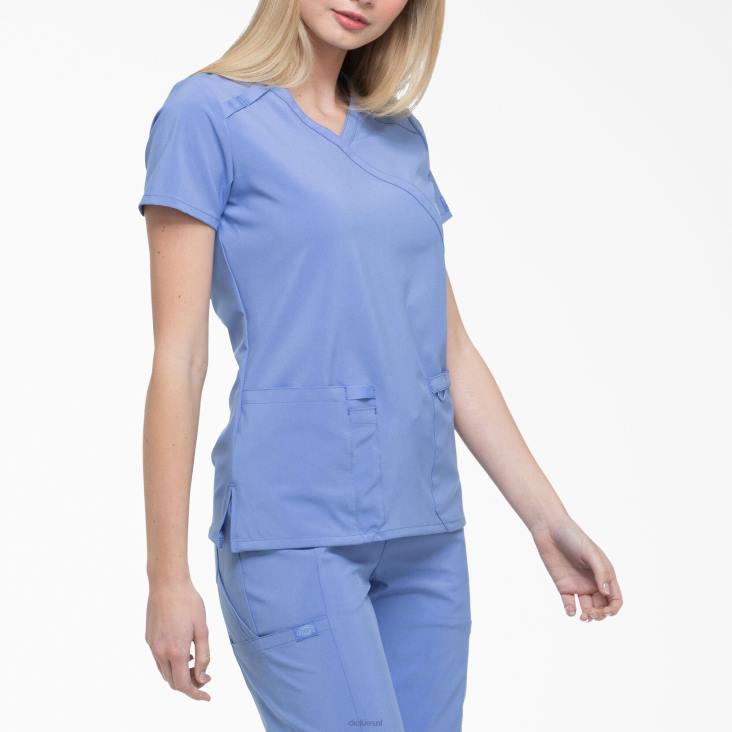 vrouwen Dickies eds essentials mock wrap scrub top plafond blauw (cbl) kleding 6F0X2634
