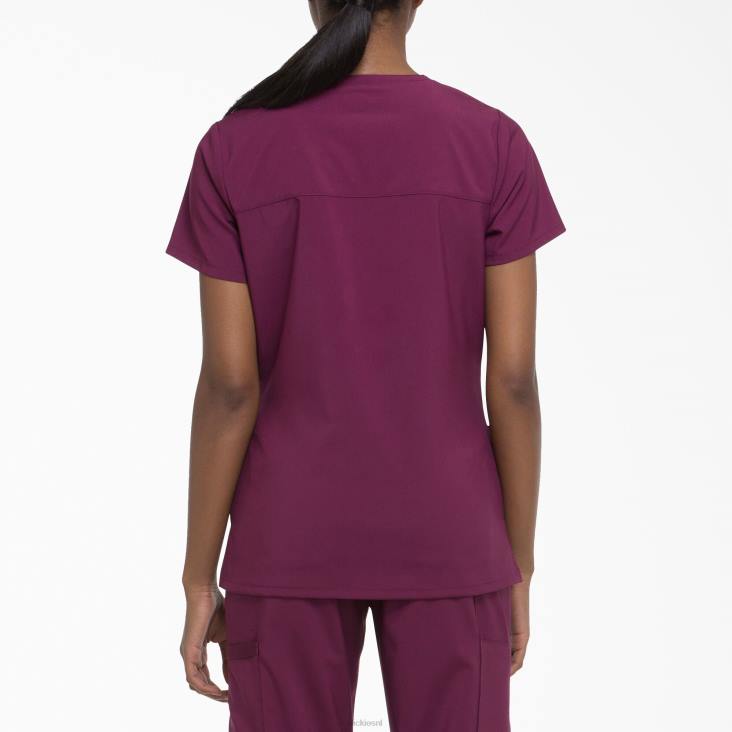 vrouwen Dickies eds essentials mock wrap scrub top wijn (winnen) kleding 6F0X2643
