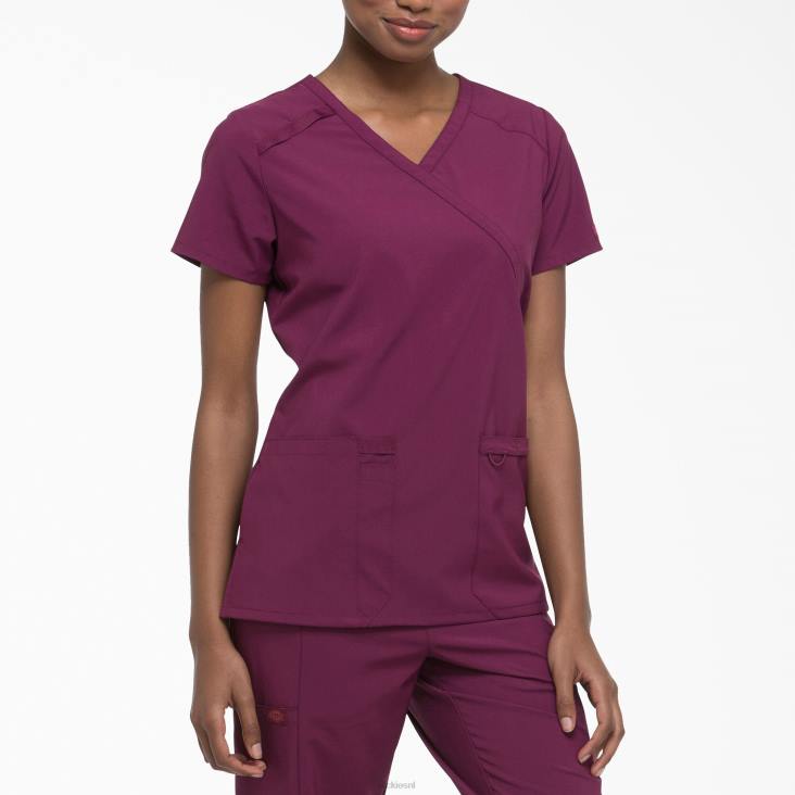 vrouwen Dickies eds essentials mock wrap scrub top wijn (winnen) kleding 6F0X2643