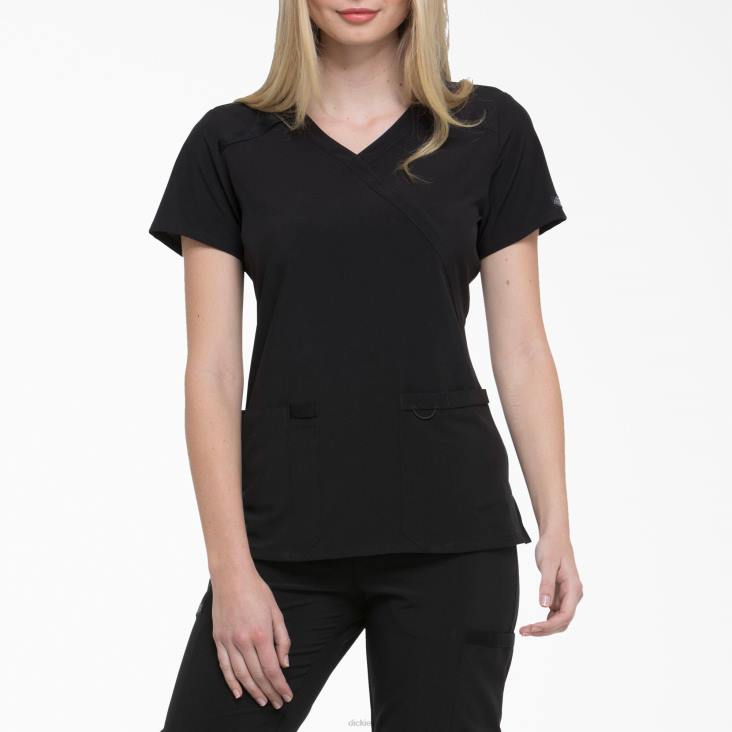 vrouwen Dickies eds essentials mock wrap scrub top zwart (zwart) kleding 6F0X2633