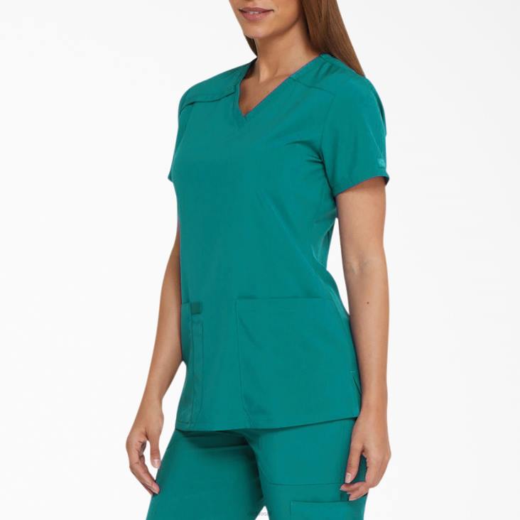 vrouwen Dickies eds essentials scrub top met v-hals groenblauw (dtl) kleding 6F0X2447
