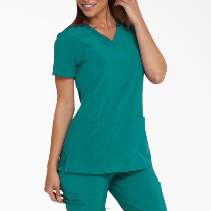 vrouwen Dickies eds essentials scrub top met v-hals groenblauw (dtl) kleding 6F0X2447