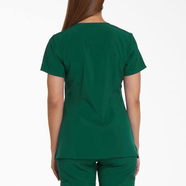 vrouwen Dickies eds essentials scrub top met v-hals jager groen (htr) kleding 6F0X2453