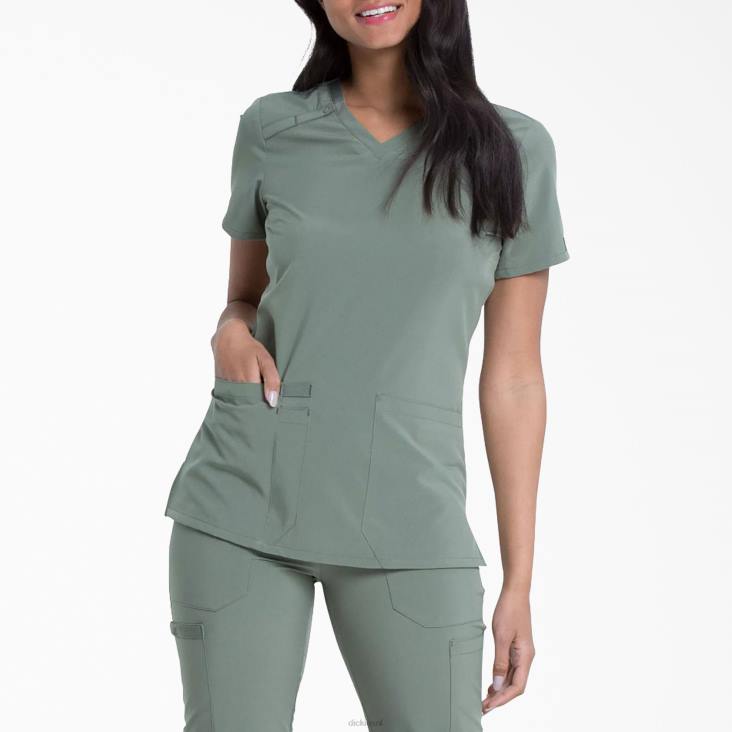 vrouwen Dickies eds essentials scrub top met v-hals olijfgroen (oli) kleding 6F0X2455