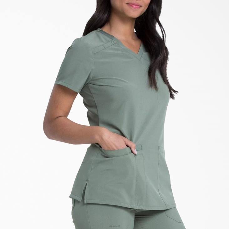 vrouwen Dickies eds essentials scrub top met v-hals olijfgroen (oli) kleding 6F0X2455