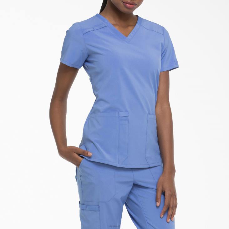vrouwen Dickies eds essentials scrub top met v-hals plafond blauw (cbl) kleding 6F0X2445