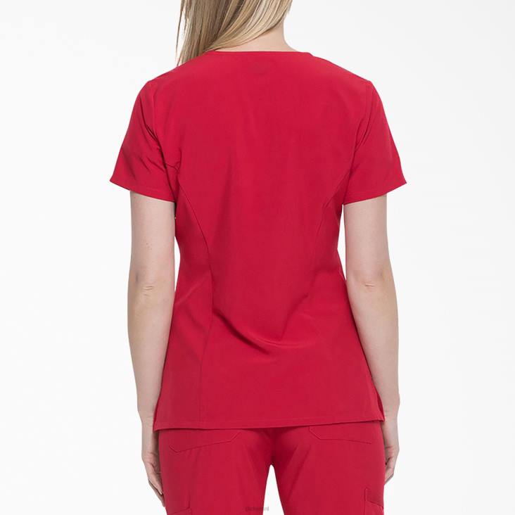 vrouwen Dickies eds essentials scrub top met v-hals rood (rd) kleding 6F0X2458