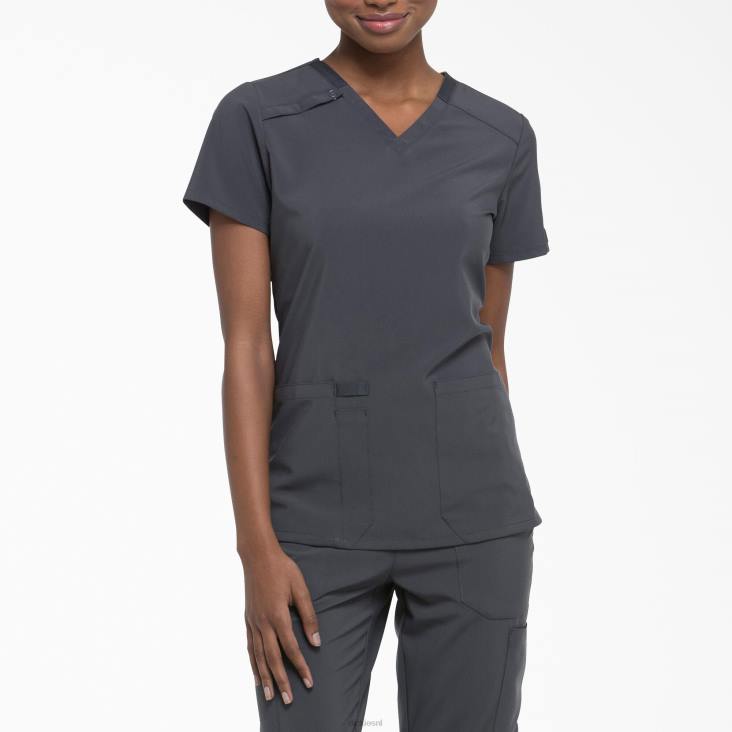 vrouwen Dickies eds essentials scrub top met v-hals tin grijs (bank) kleding 6F0X2456
