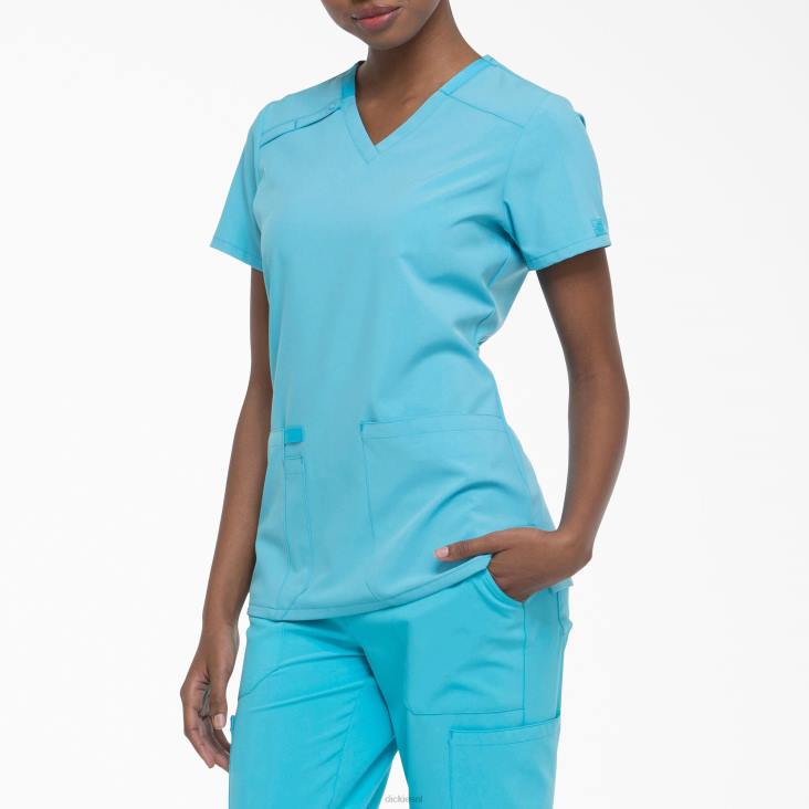 vrouwen Dickies eds essentials scrub top met v-hals turkoois (tq) kleding 6F0X2459