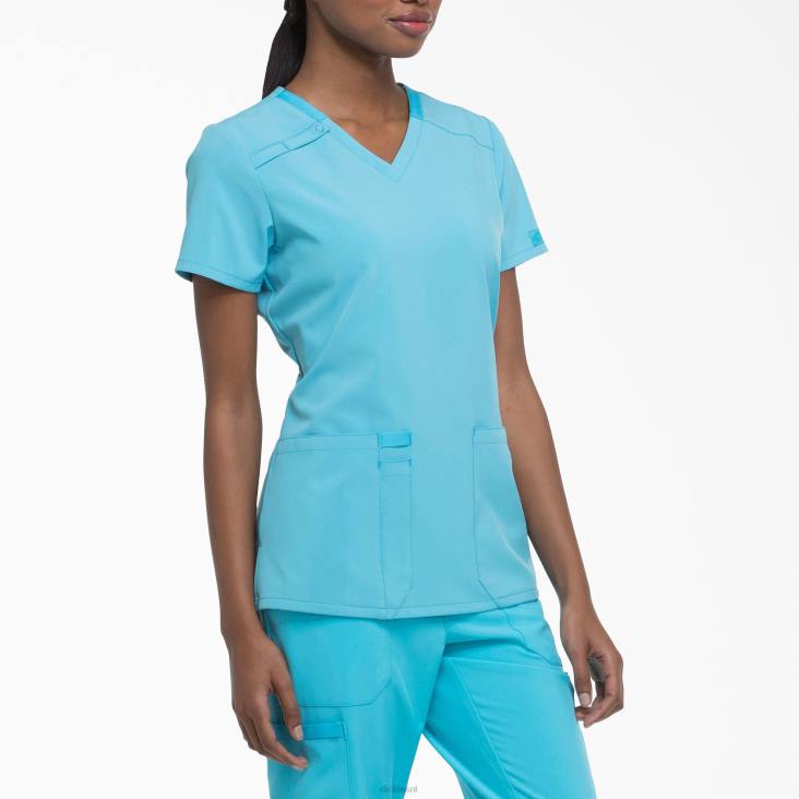 vrouwen Dickies eds essentials scrub top met v-hals turkoois (tq) kleding 6F0X2459