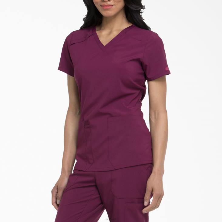 vrouwen Dickies eds essentials scrub top met v-hals wijn (winnen) kleding 6F0X2460