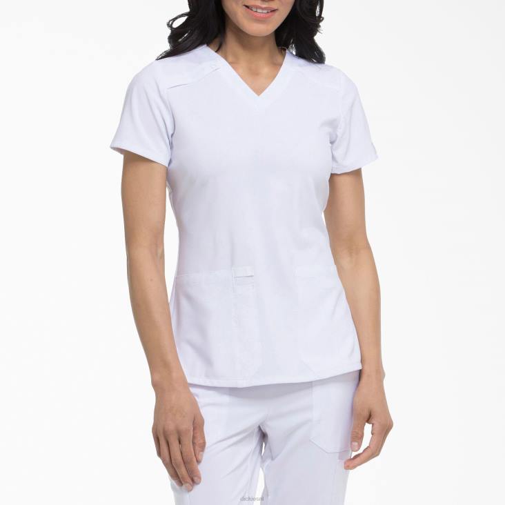 vrouwen Dickies eds essentials scrub top met v-hals wit (dwh) kleding 6F0X2448