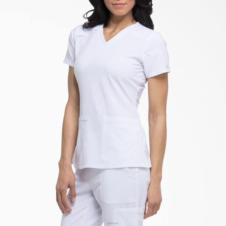 vrouwen Dickies eds essentials scrub top met v-hals wit (dwh) kleding 6F0X2448