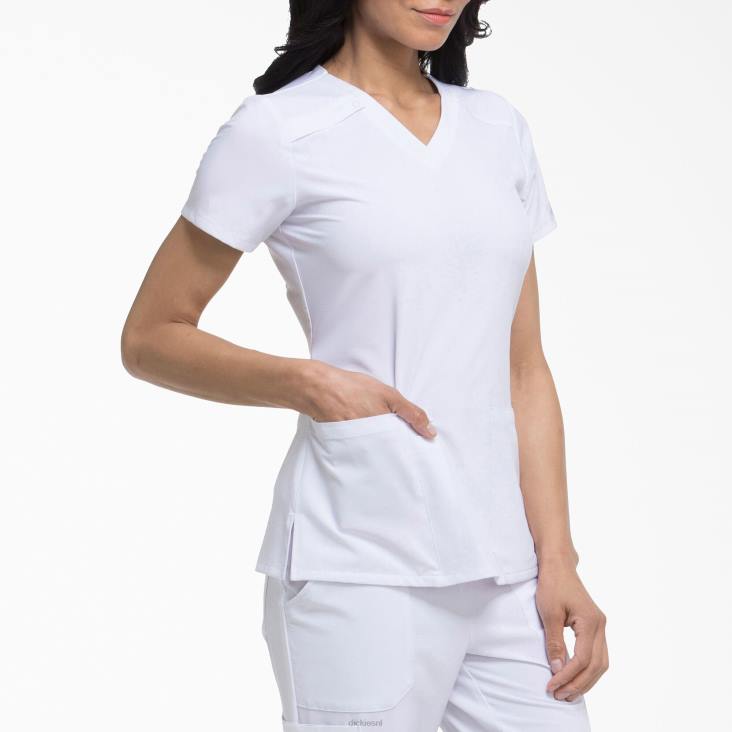 vrouwen Dickies eds essentials scrub top met v-hals wit (dwh) kleding 6F0X2448