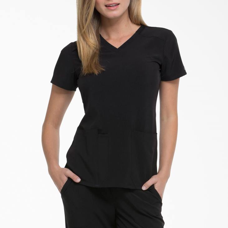 vrouwen Dickies eds essentials scrub top met v-hals zwart (zwart) kleding 6F0X2444