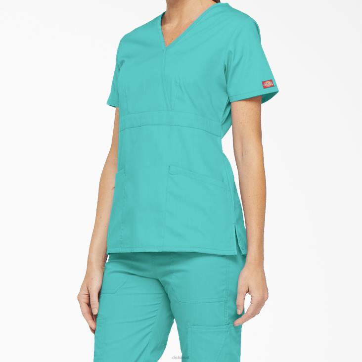 vrouwen Dickies eds handtekening mock wrap scrub top groenblauw (dtl) kleding 6F0X2615