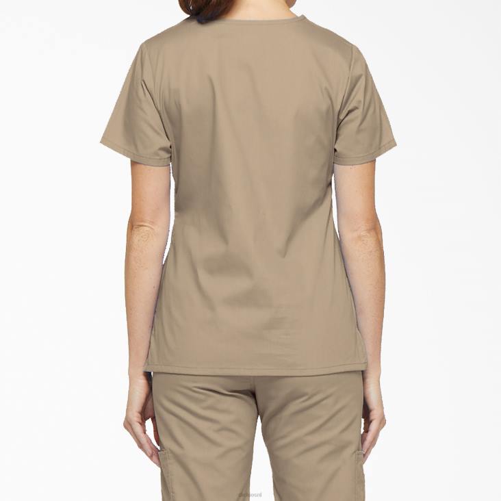 vrouwen Dickies eds handtekening mock wrap scrub top kaki (kha) kleding 6F0X2620