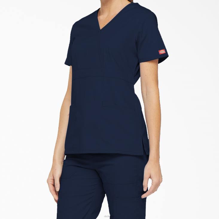 vrouwen Dickies eds handtekening mock wrap scrub top marineblauw (nvy) kleding 6F0X2621