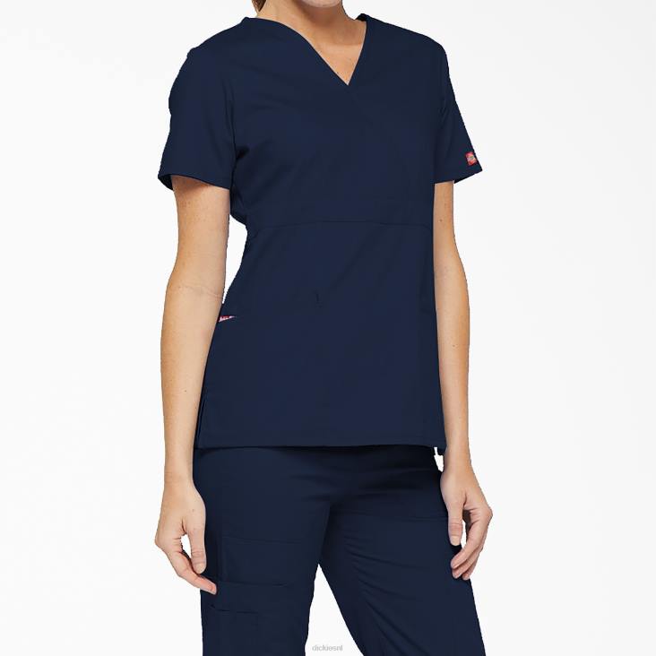 vrouwen Dickies eds handtekening mock wrap scrub top marineblauw (nvy) kleding 6F0X2621