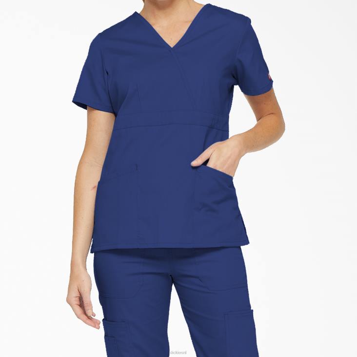 vrouwen Dickies eds handtekening mock wrap scrub top melkwegblauw (gbl) kleding 6F0X2618