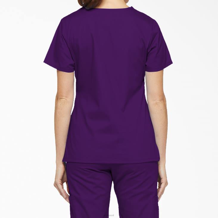 vrouwen Dickies eds handtekening mock wrap scrub top paarse aubergine (ei) kleding 6F0X2617