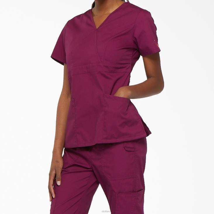 vrouwen Dickies eds handtekening mock wrap scrub top wijn (winnen) kleding 6F0X2625