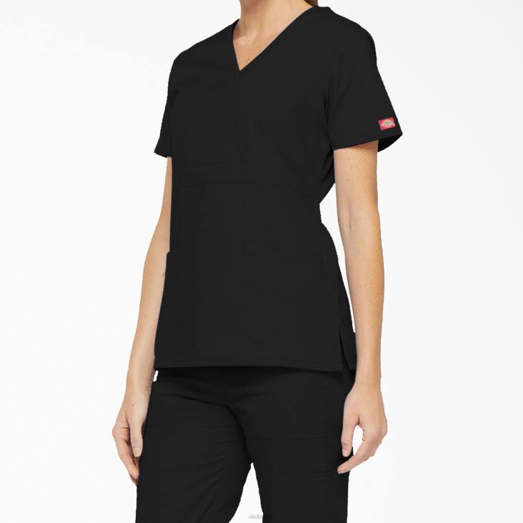 vrouwen Dickies eds handtekening mock wrap scrub top zwart (zwart) kleding 6F0X2612