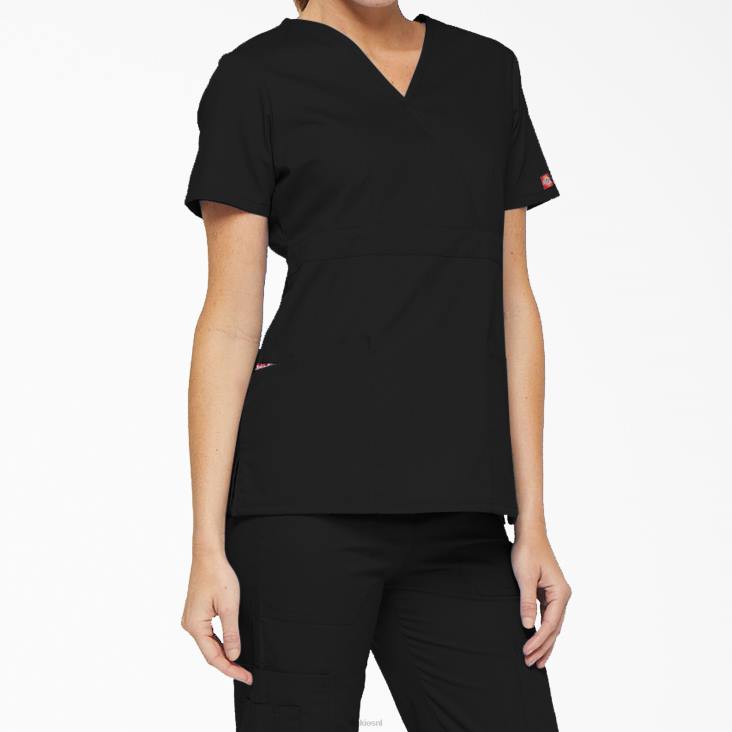 vrouwen Dickies eds handtekening mock wrap scrub top zwart (zwart) kleding 6F0X2612
