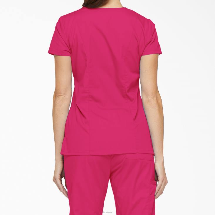 vrouwen Dickies eds kenmerkende scrubtop met v-hals en pennenvak felroze (pk) kleding 6F0X2415
