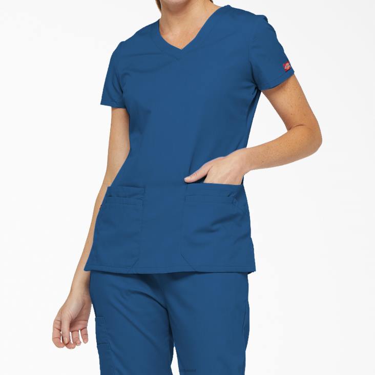 vrouwen Dickies eds kenmerkende scrubtop met v-hals en pennenvak koningsblauw (rb) kleding 6F0X2420