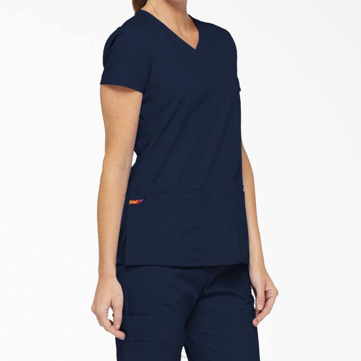 vrouwen Dickies eds kenmerkende scrubtop met v-hals en pennenvak marineblauw (nvy) kleding 6F0X2418