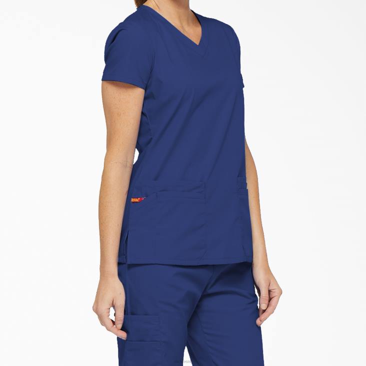 vrouwen Dickies eds kenmerkende scrubtop met v-hals en pennenvak melkwegblauw (gbl) kleding 6F0X2413